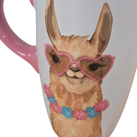 Sheffield Home Llama Mug with Pink Handle - Tall Cup - Picture 3 of 3